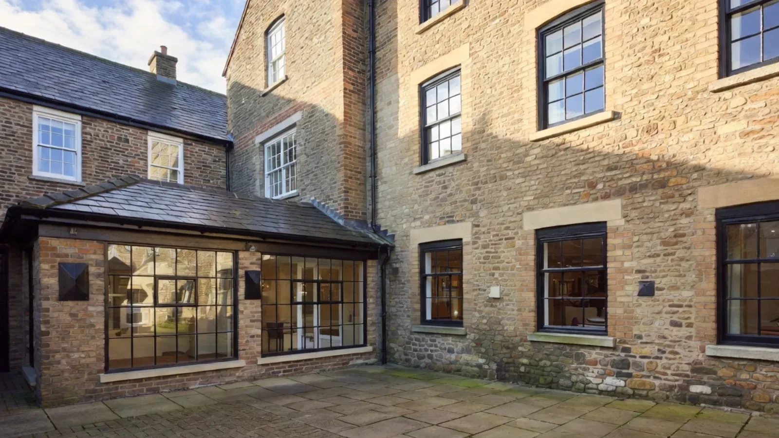 Stone courtyard of historic building